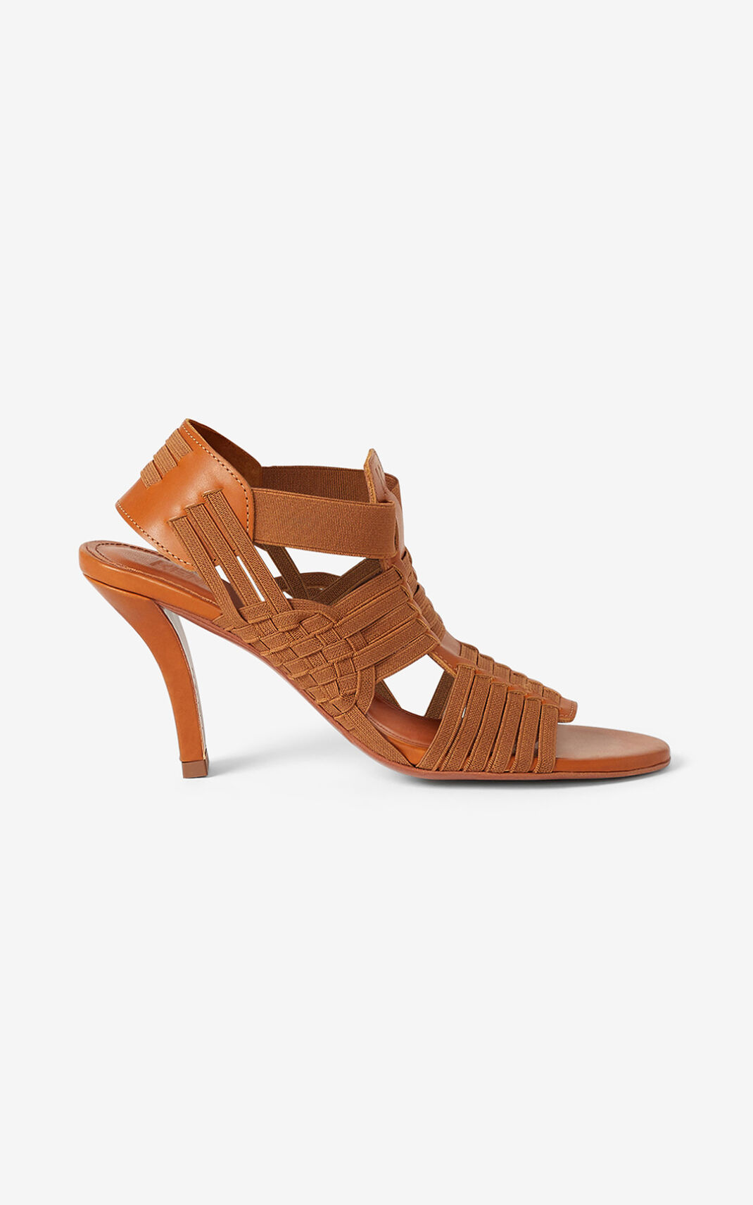 Kenzo Greek heeled leather Sandals Dark Beige For Womens 7369KCXQT